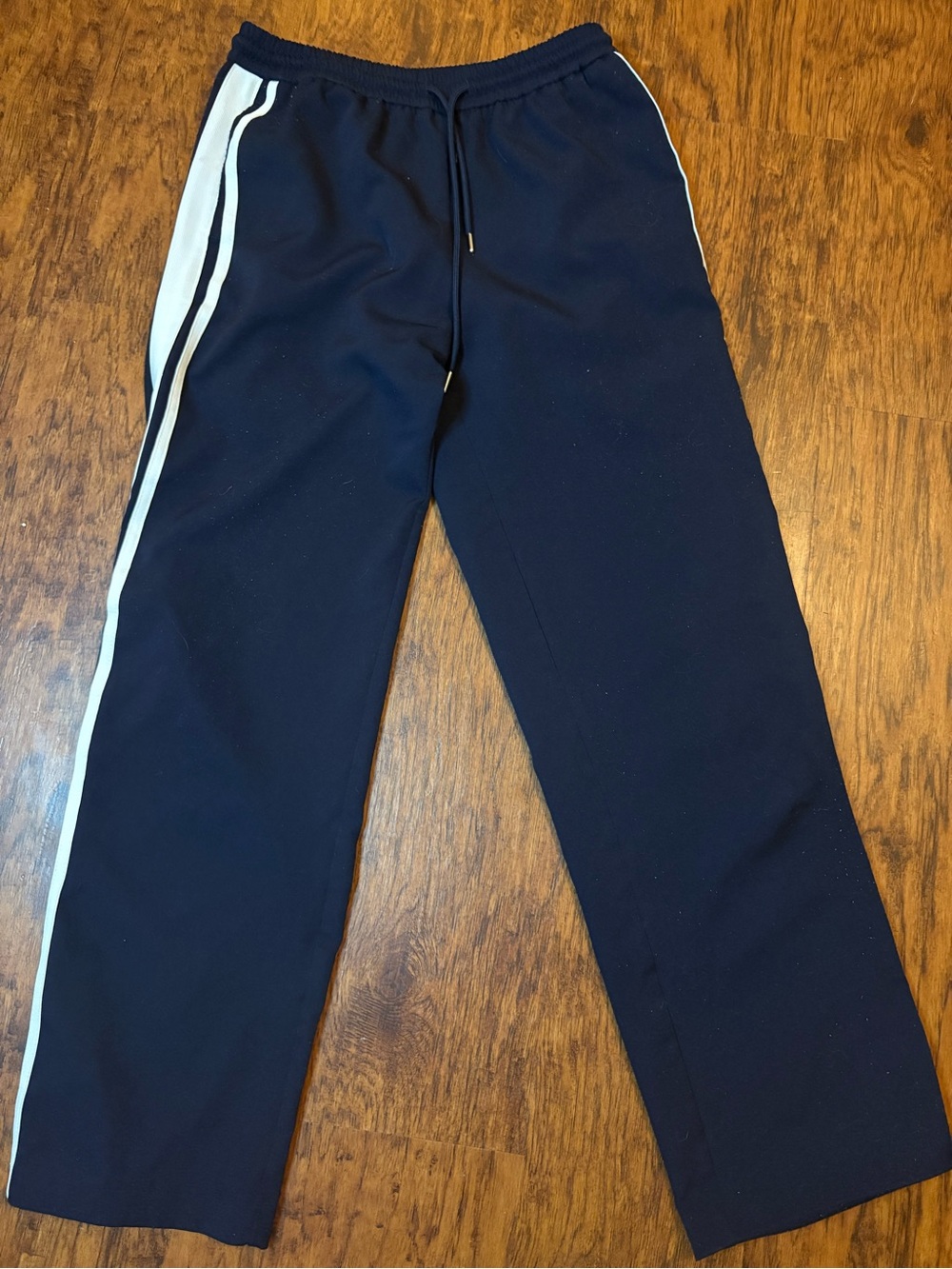 Zara Navy Sweatpants with White Side Stripes